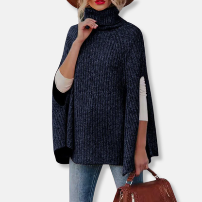 Isla Wool Cape Sweater | Oversized Turtleneck Sweater