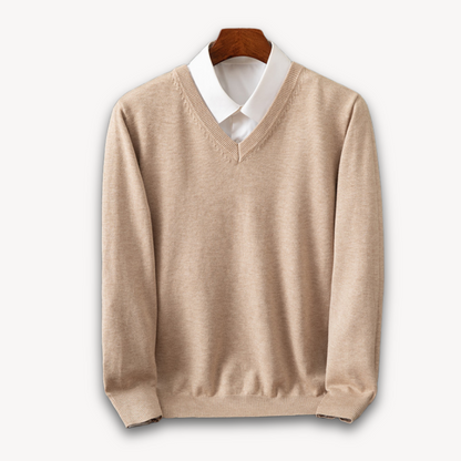 Joshua Wool V-Neck Sweater | Slim Fit Ribbed Trim Sweater