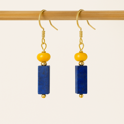 Navy Blue Cube Earrings - Nina