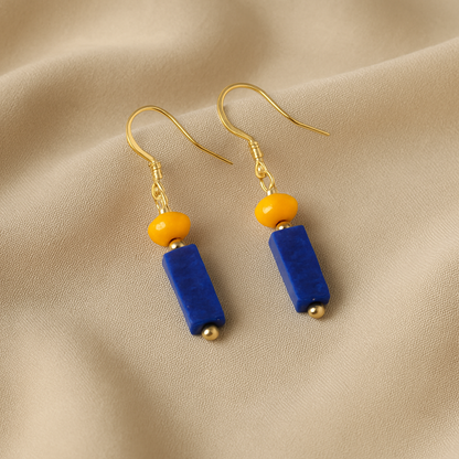 Navy Blue Cube Earrings - Nina