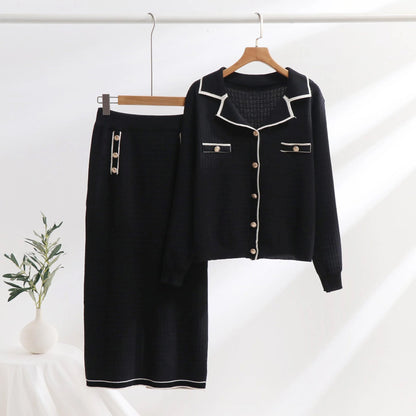 Isabella Cotton Grid Polo Cardigan Two-Piece Set | Slim Fit Everyday Set