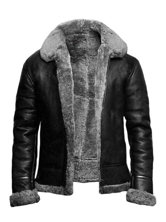 Joshua Leather Bomber Jacket | Slim Fit Shearling Lined Jacket