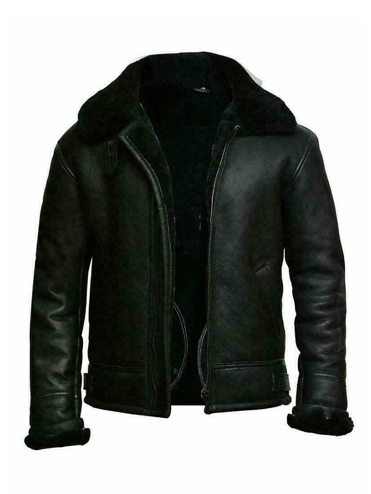 Joshua Leather Bomber Jacket | Slim Fit Shearling Lined Jacket