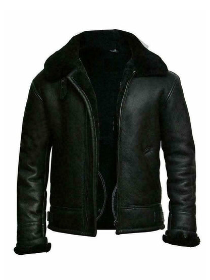 Joshua Leather Bomber Jacket | Slim Fit Shearling Lined Jacket