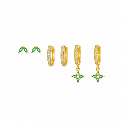 Gold Plated Earrings Timeless Set - Trio