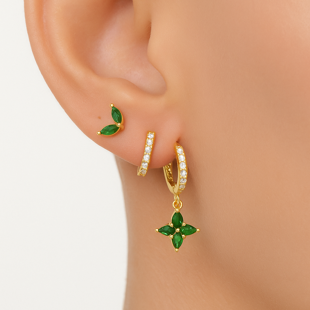 Gold Plated Earrings Timeless Set - Trio