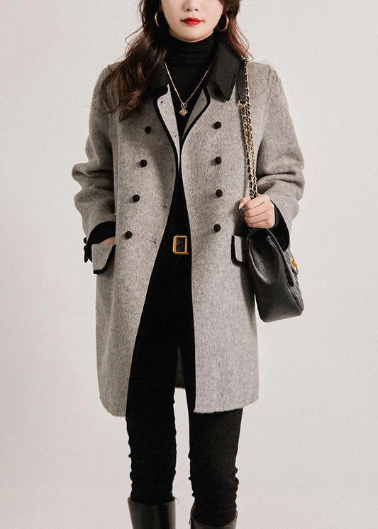 Isla Wool Double-Breasted Coat | Notched Collar Relaxed Fit Coat
