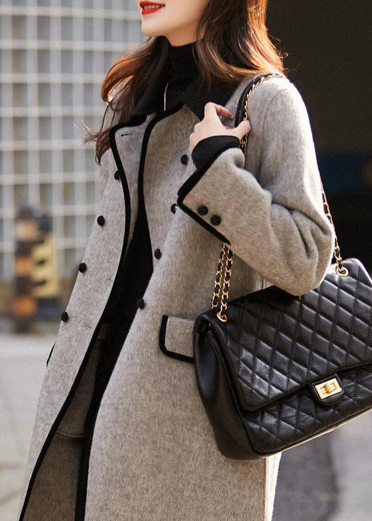 Isla Wool Double-Breasted Coat | Notched Collar Relaxed Fit Coat