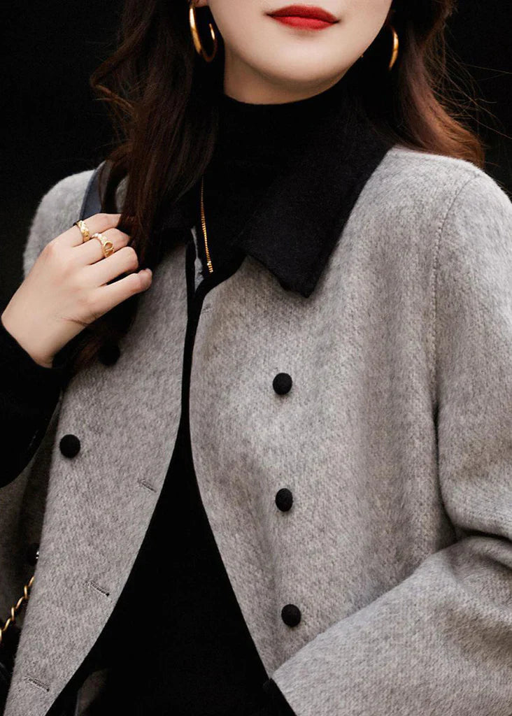 Isla Wool Double-Breasted Coat | Notched Collar Relaxed Fit Coat