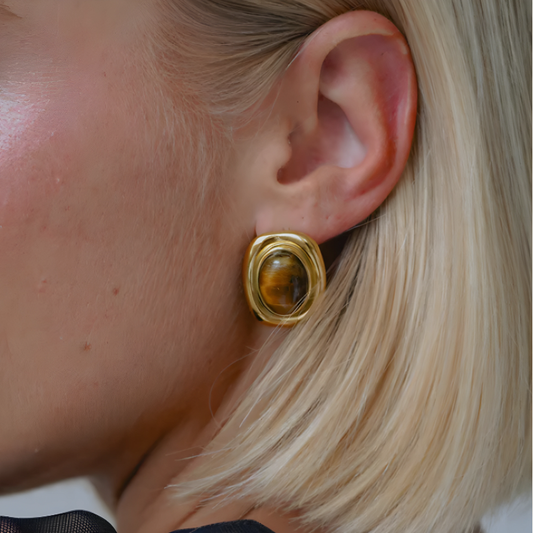 Polished Gem Vintage Earrings - Isabelle
