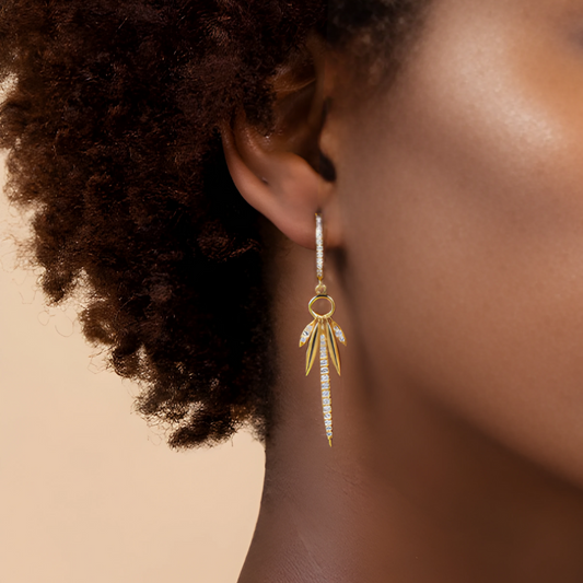 Feather Zircon Drop Earrings - Lana