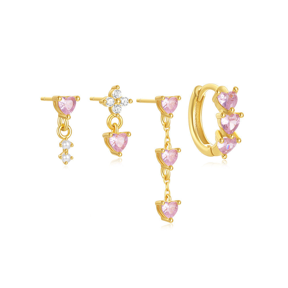 Elegant Blue Gold Opal Stud Earring Set - Tiana