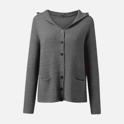 Amelia Wool Hooded Cardigan | Relaxed Fit Button Front Cardigan