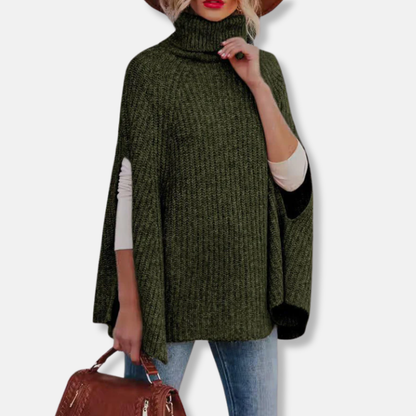 Isla Wool Cape Sweater | Oversized Turtleneck Sweater