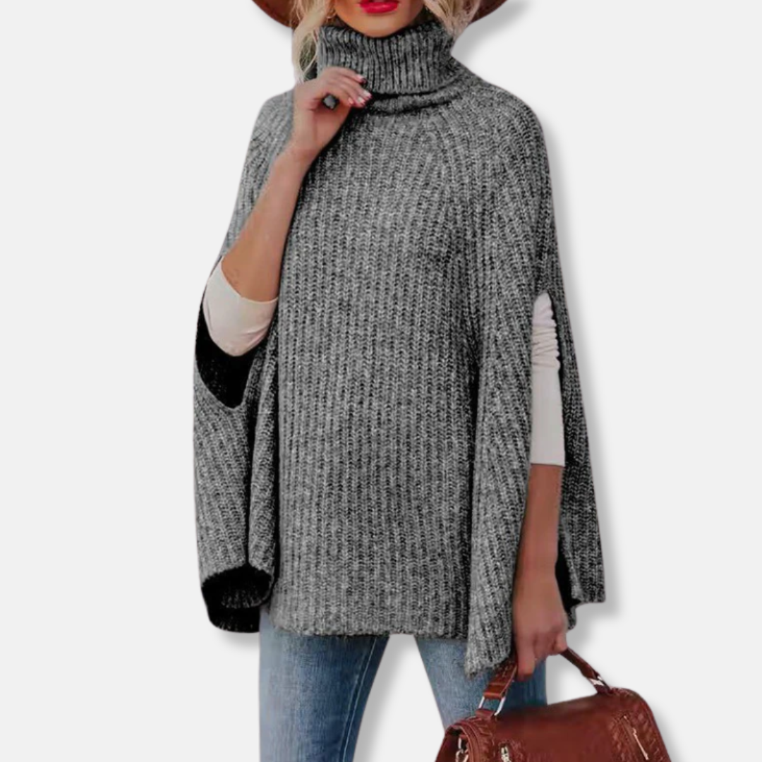 Isla Wool Cape Sweater | Oversized Turtleneck Sweater