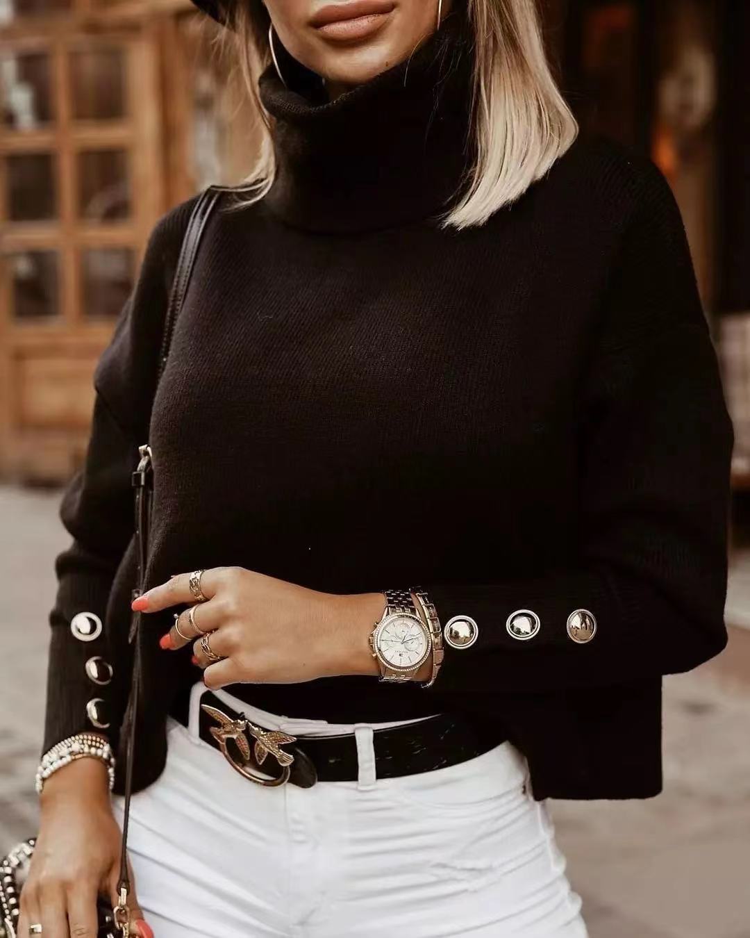 Amelia Wool Turtleneck Sweater | Ribbed Cropped Sweater