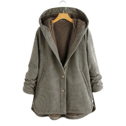 Rosie Cotton Oversized Hooded Jacket | Fleece Lined Tunic Jacket
