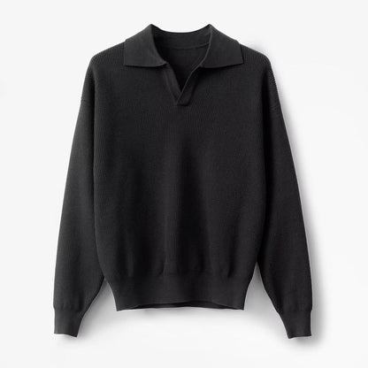 Theodore Wool Polo Sweater | Relaxed Fit Casual Polo Sweater