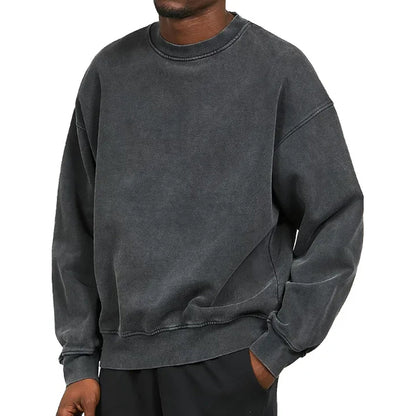 Oliver Cotton Oversized Sweatshirt | Washed Effect Ribbed Trim Sweatshirt
