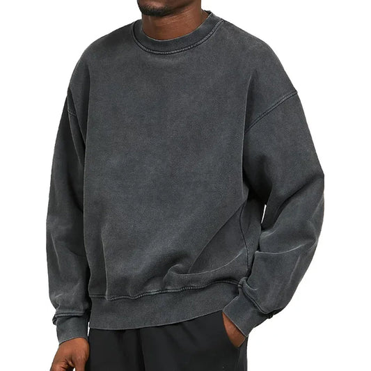 Oliver Cotton Oversized Sweatshirt | Washed Effect Ribbed Trim Sweatshirt