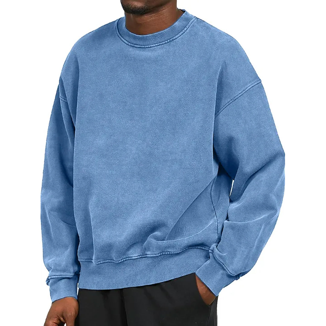 Oliver Cotton Oversized Sweatshirt | Washed Effect Ribbed Trim Sweatshirt