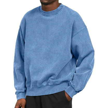 Oliver Cotton Oversized Sweatshirt | Washed Effect Ribbed Trim Sweatshirt