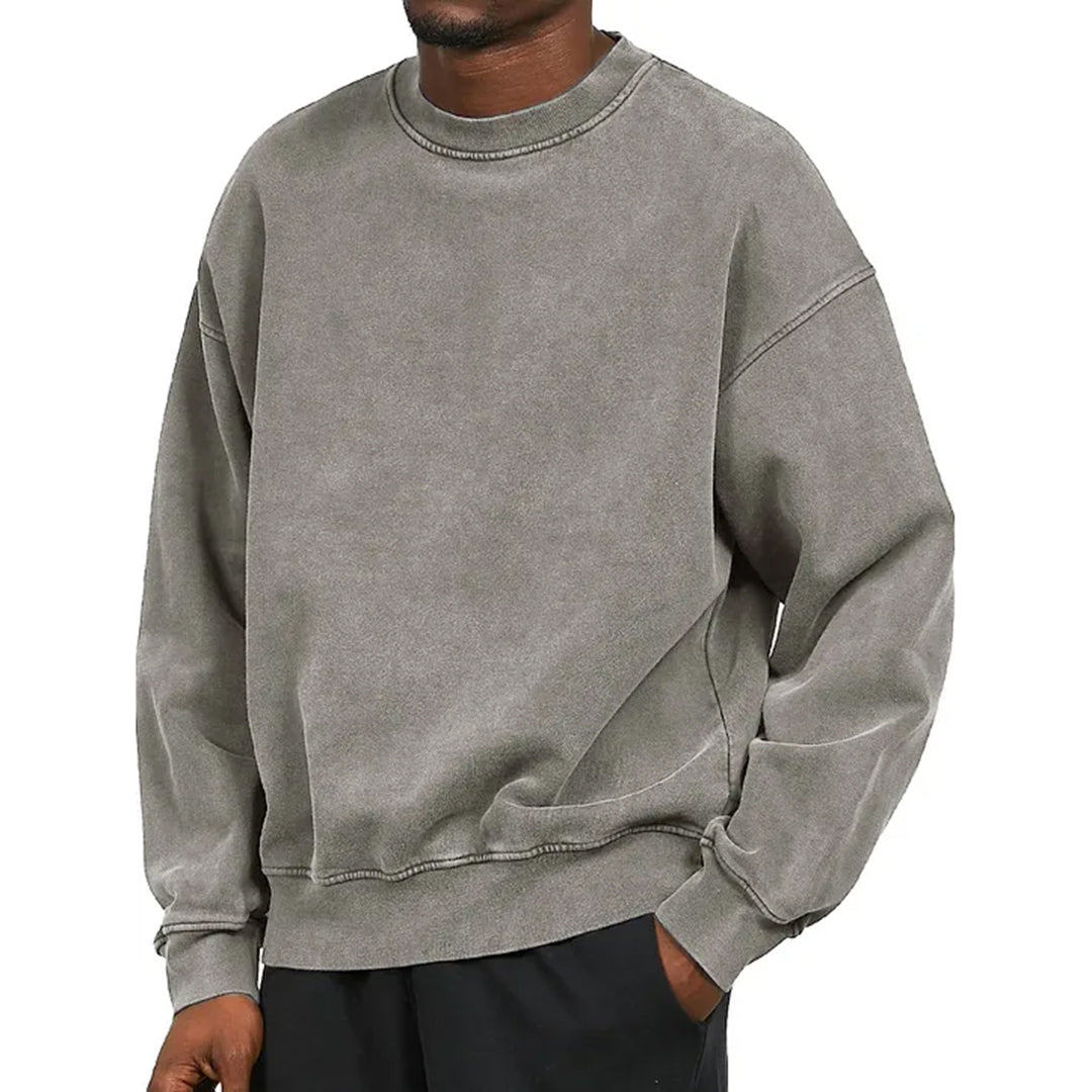 Oliver Cotton Oversized Sweatshirt | Washed Effect Ribbed Trim Sweatshirt