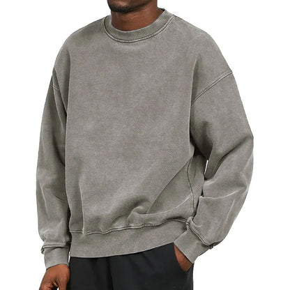 Oliver Cotton Oversized Sweatshirt | Washed Effect Ribbed Trim Sweatshirt