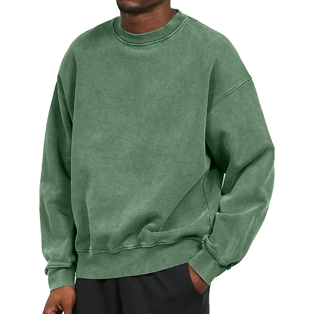 Oliver Cotton Oversized Sweatshirt | Washed Effect Ribbed Trim Sweatshirt