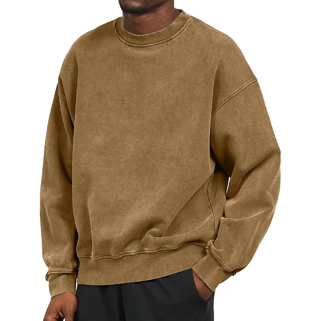 Oliver Cotton Oversized Sweatshirt | Washed Effect Ribbed Trim Sweatshirt