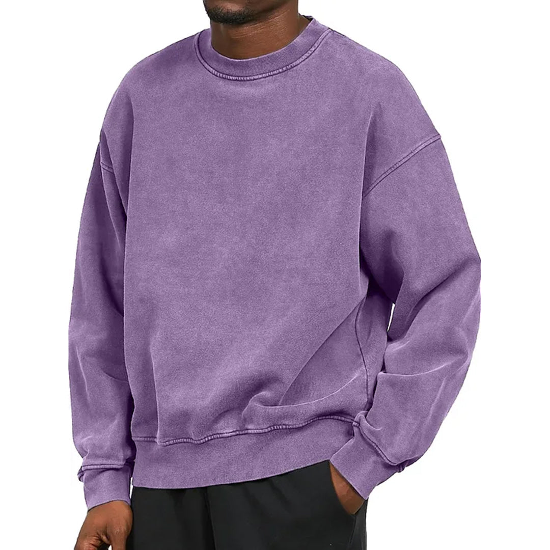 Oliver Cotton Oversized Sweatshirt | Washed Effect Ribbed Trim Sweatshirt