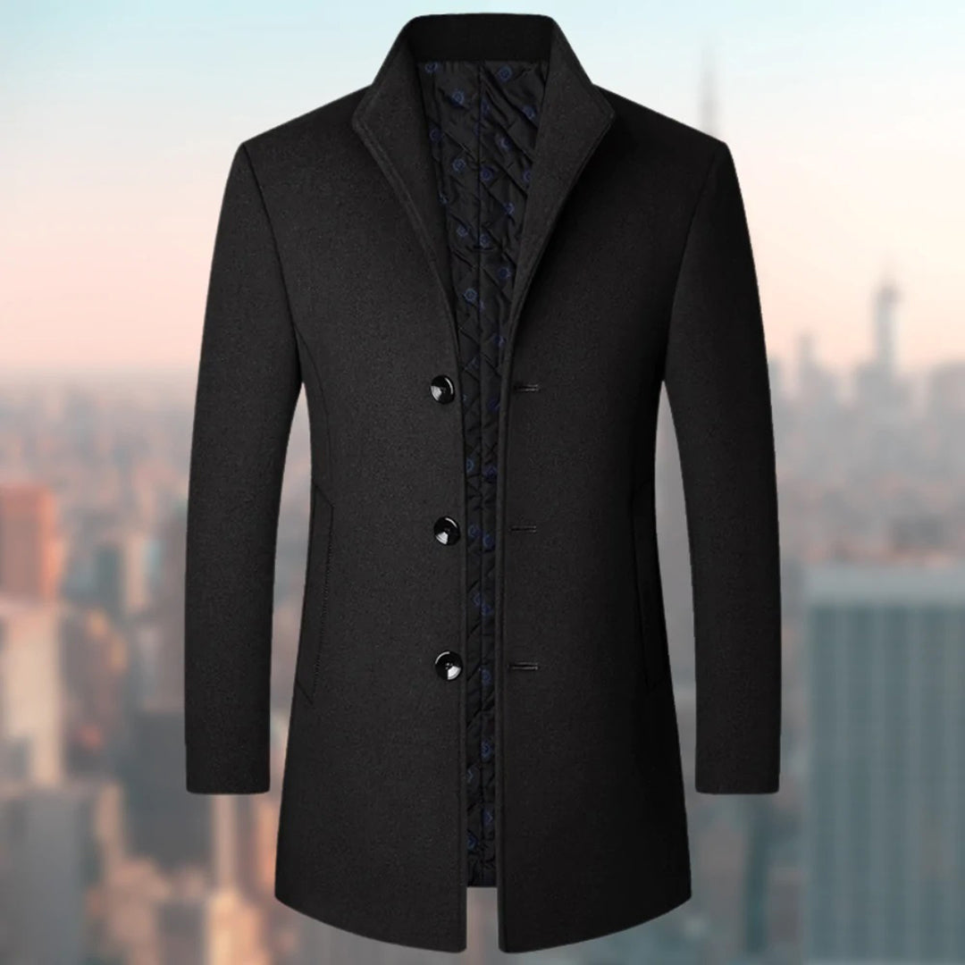 Henry Wool Tailored Overcoat | Notched Lapel Knee-Length Overcoat