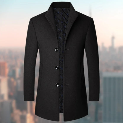 Henry Wool Tailored Overcoat | Notched Lapel Knee-Length Overcoat