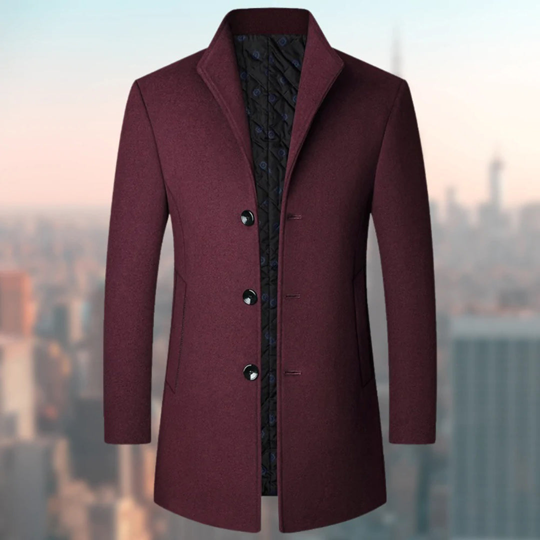 Henry Wool Tailored Overcoat | Notched Lapel Knee-Length Overcoat