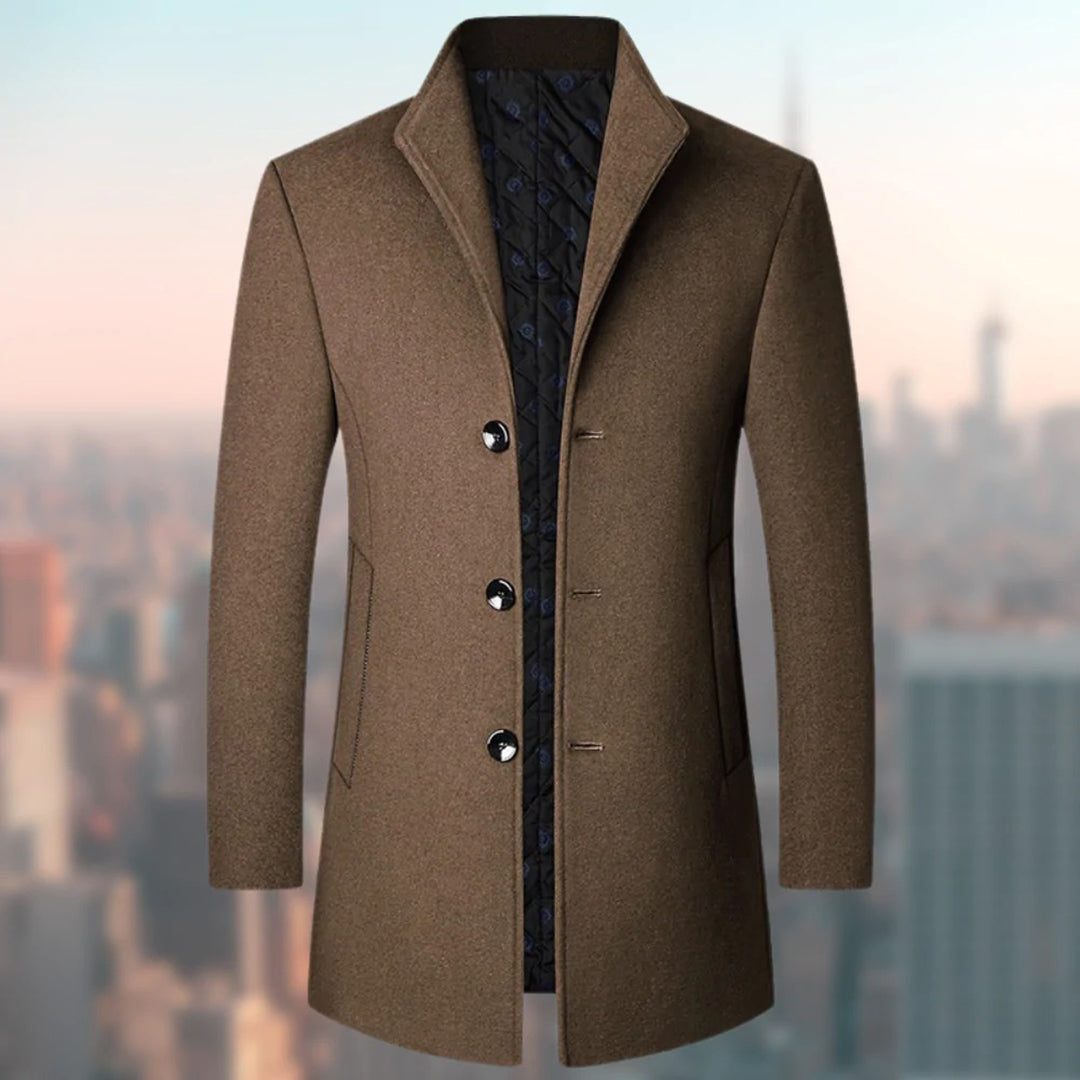 Henry Wool Tailored Overcoat | Notched Lapel Knee-Length Overcoat