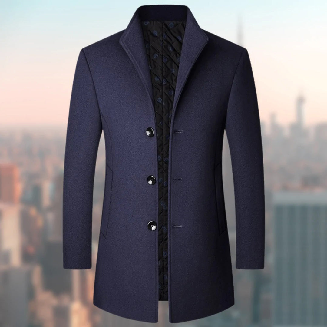 Henry Wool Tailored Overcoat | Notched Lapel Knee-Length Overcoat