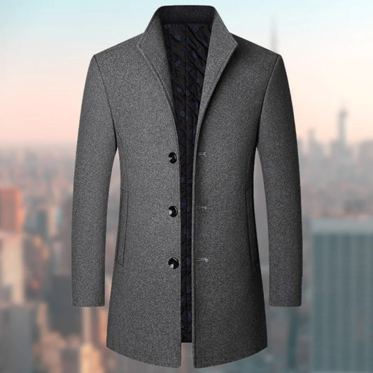 Henry Wool Tailored Overcoat | Notched Lapel Knee-Length Overcoat