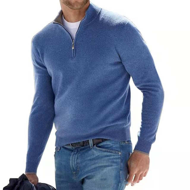 Harry Wool Quarter-Zip Pullover Sweater | Regular Fit Zip Neck Sweater