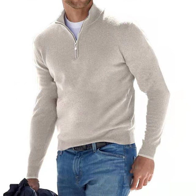 Harry Wool Quarter-Zip Pullover Sweater | Regular Fit Zip Neck Sweater