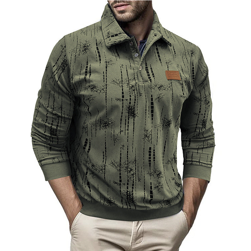 Harrison Cotton Ribbed Pullover Shirt | Button Collar Casual Pullover Shirt