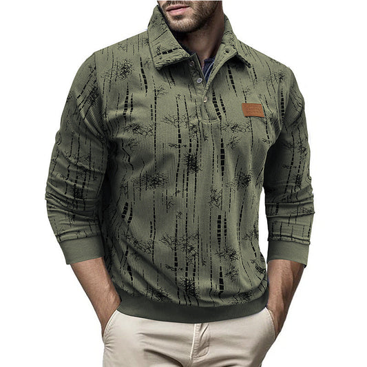 Harrison Cotton Ribbed Pullover Shirt | Button Collar Casual Pullover Shirt