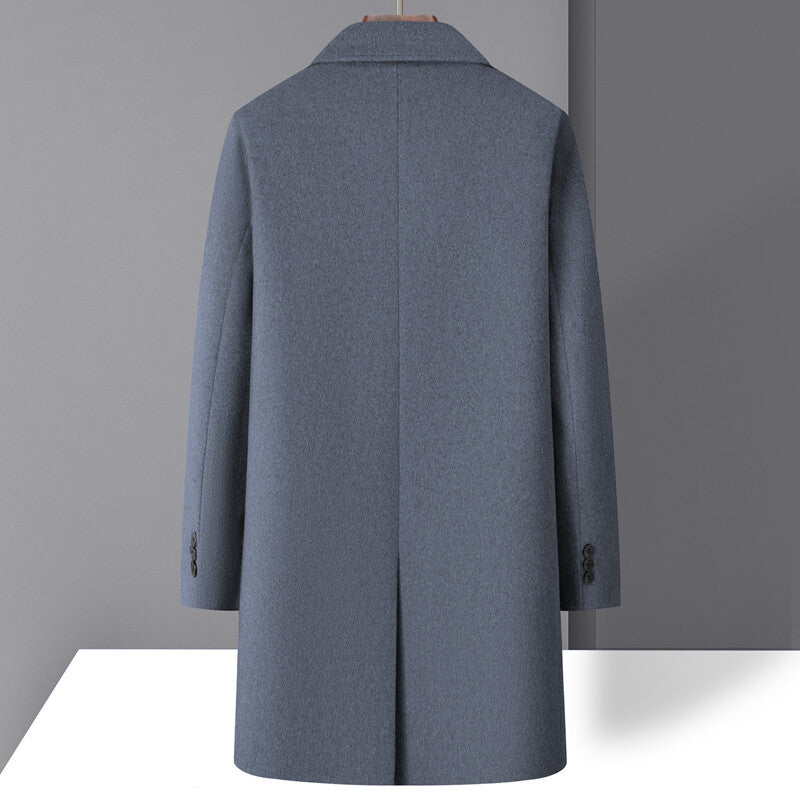 Archie Wool Knee-Length Coat | Notch Lapel Button Front Coat