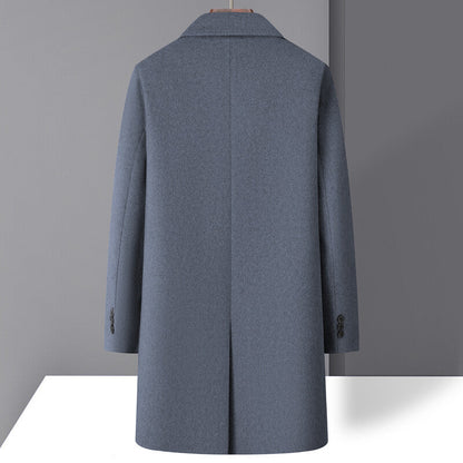 Archie Wool Knee-Length Coat | Notch Lapel Button Front Coat