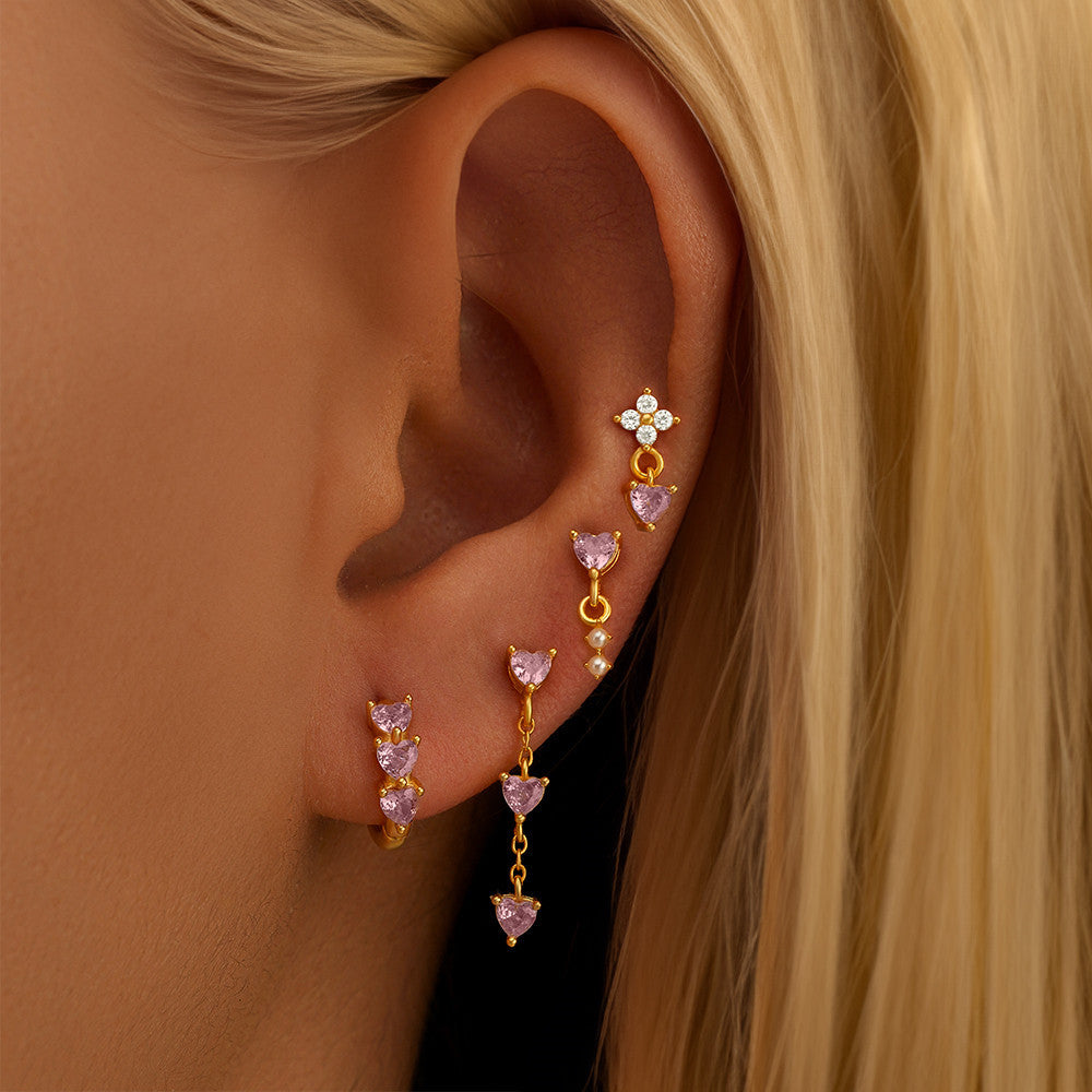Elegant Blue Gold Opal Stud Earring Set - Tiana