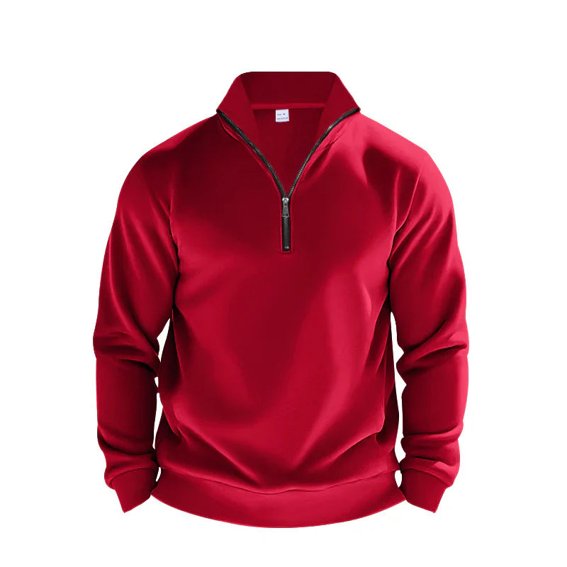 Benjamin Fleece Half-Zip Sweatshirt | Mock Neck Ribbed Trim Sweatshirt