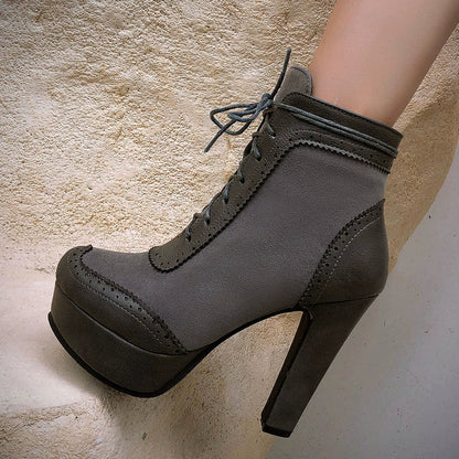 Rosie Suede Wingtip Brogue Ankle Boots | Block Heel Platform Boots