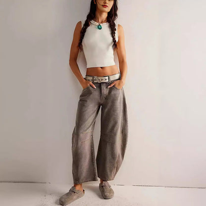 Veronica Cotton Ribbed Tank Two-Piece Set | Cropped Crewneck Set