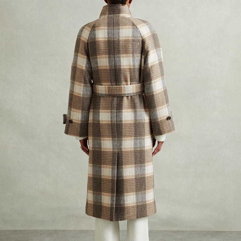 Daisy Wool Double-Breasted Trench Coat | Plaid Oversized Trench Coat