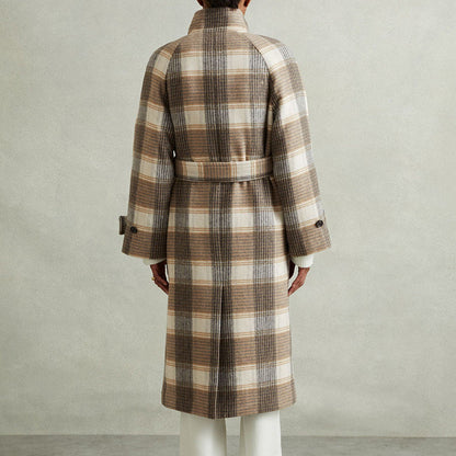 Daisy Wool Double-Breasted Trench Coat | Plaid Oversized Trench Coat