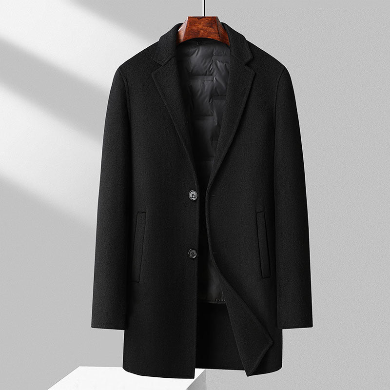Theodore Wool Overcoat | Notched Lapel Mid-Length Overcoat